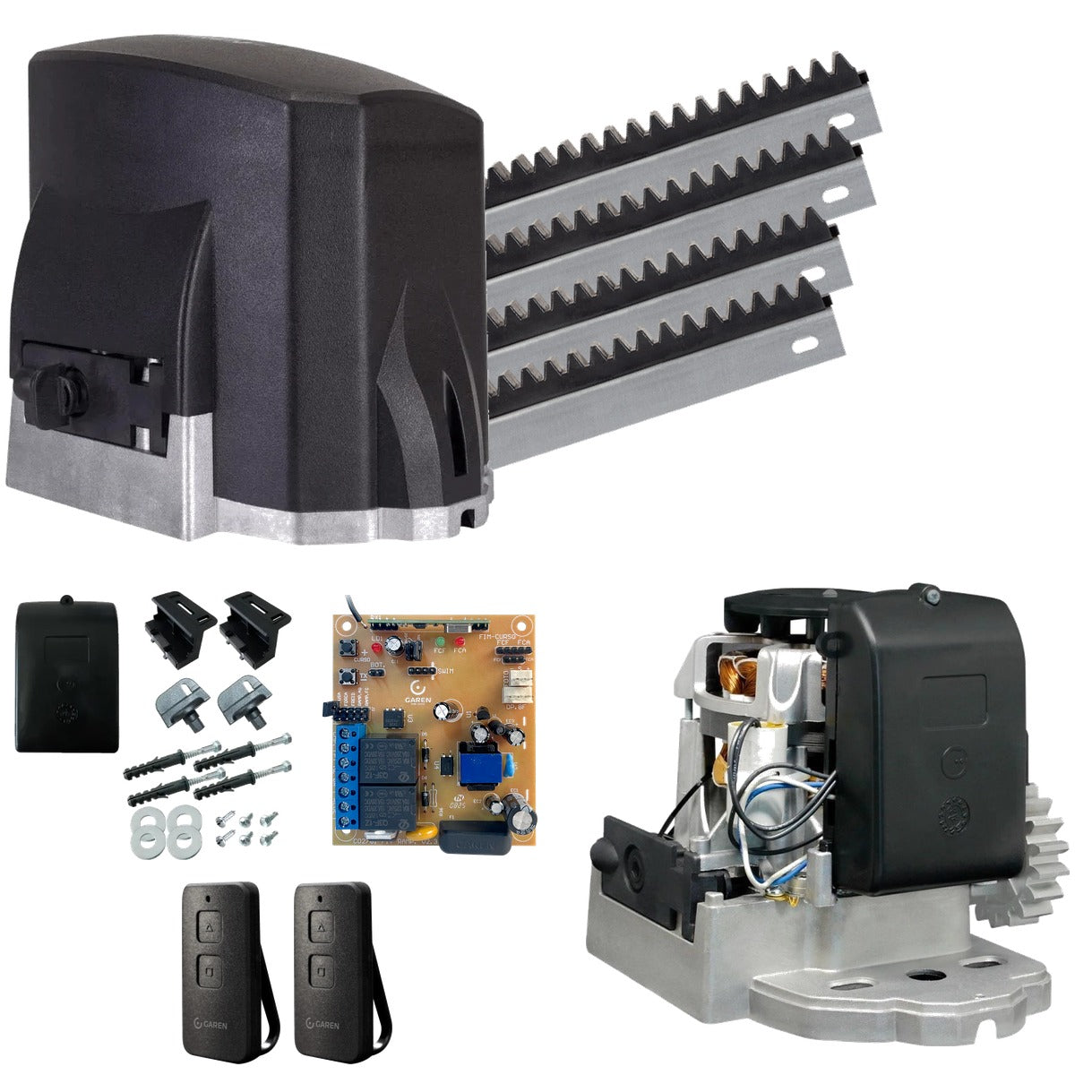 Kit Motor de Portão Deslizante Garen KDZ FIT 500kg – 2 Controles Remoto