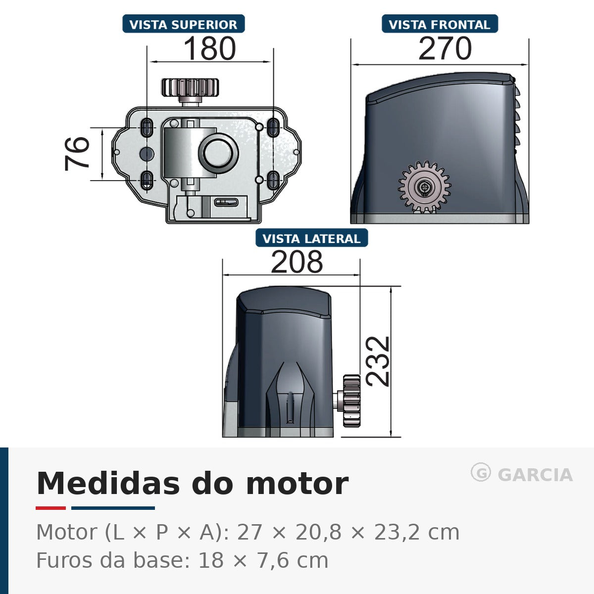Kit Motor de Portão Deslizante Garen KDZ FIT 500kg – 2 Controles Remoto