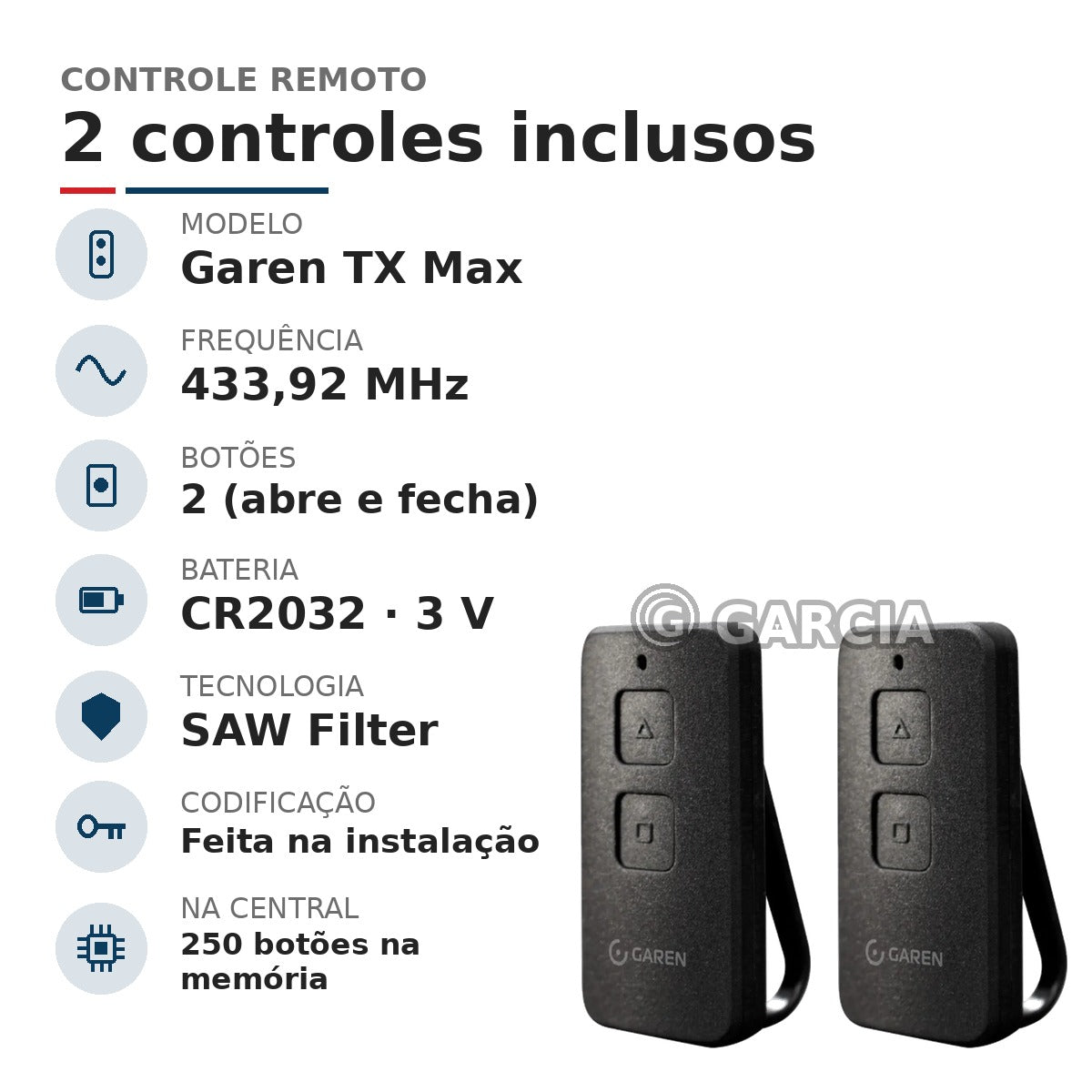 Kit Motor de Portão Deslizante Garen KDZ TSI FIT 1/3 HP – Bivolt – 2 Controles Remoto