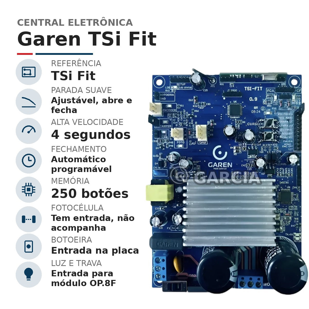 Kit Motor de Portão Deslizante Garen KDZ TSI FIT 1/3 HP – Bivolt – 2 Controles Remoto