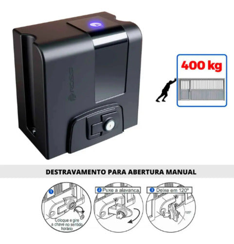 Kit Motor de Portão Deslizante Rossi Atto Nitro 400kg 4m – Bivolt 127V/220V