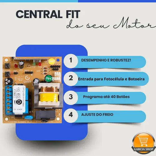 Kit Motor de Portão Deslizante Garen 1/4 HP 400kg – 2 Controles Remoto