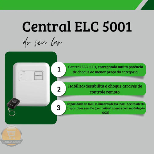 Kit Cerca Elétrica Intelbras 60m Central ELC 5001 Haste Estrela